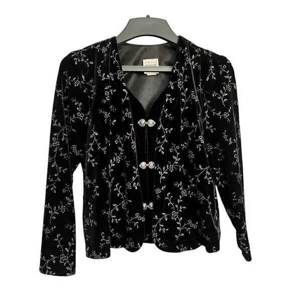 Vintage R&M Richards Dark Academia Black Silver Whimsigoth Velvet Top Blazer 6P - Picture 1 of 11